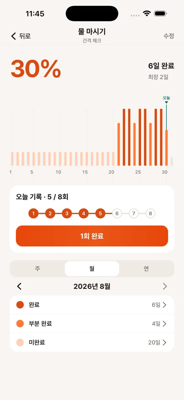 상세 화면에서 바로 완료